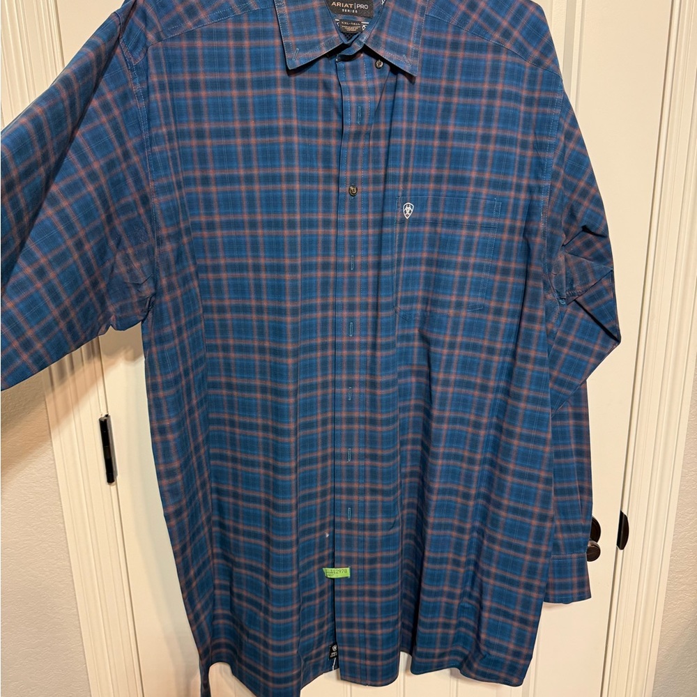 Ariat Blue and Orange Casual Button Down Shirt